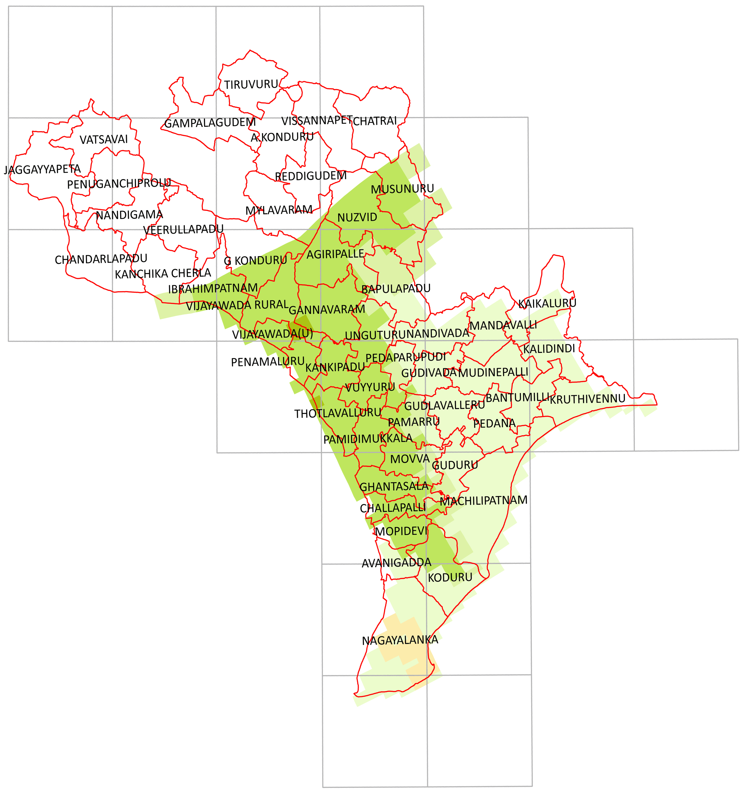 Storm surge inundation map for cyclone with wind speed 